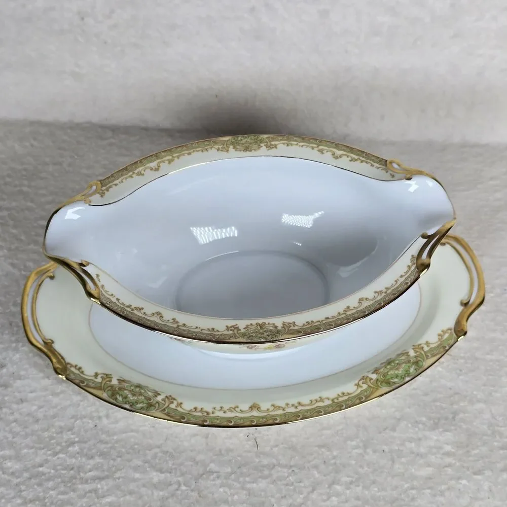 Vintage Noritake Leona Gravy Boat With Attached Underplate